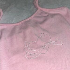 Embroidery devil heart ribbed crop tank top cami